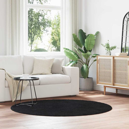 Vidaxl hoogpolig vloerkleed navarra 160x160 cm polyester zwart