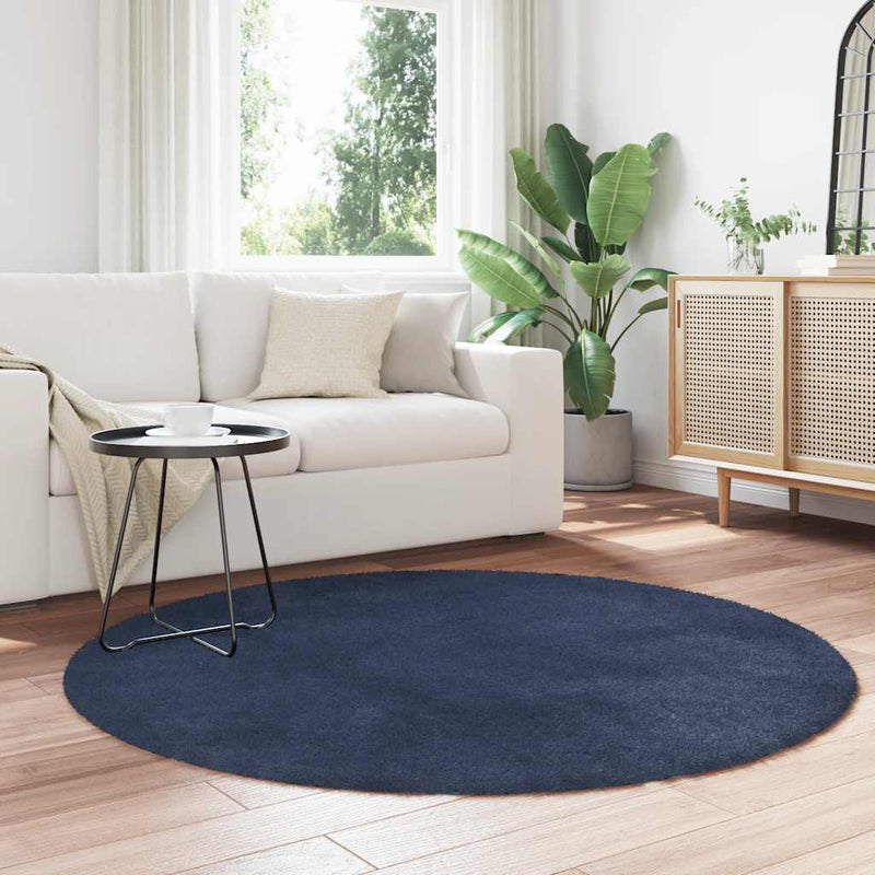 Afbeelding laden in galerijviewer, Vidaxl hoogpolig vloerkleed navarra 160x160 cm polyester marineblauw
