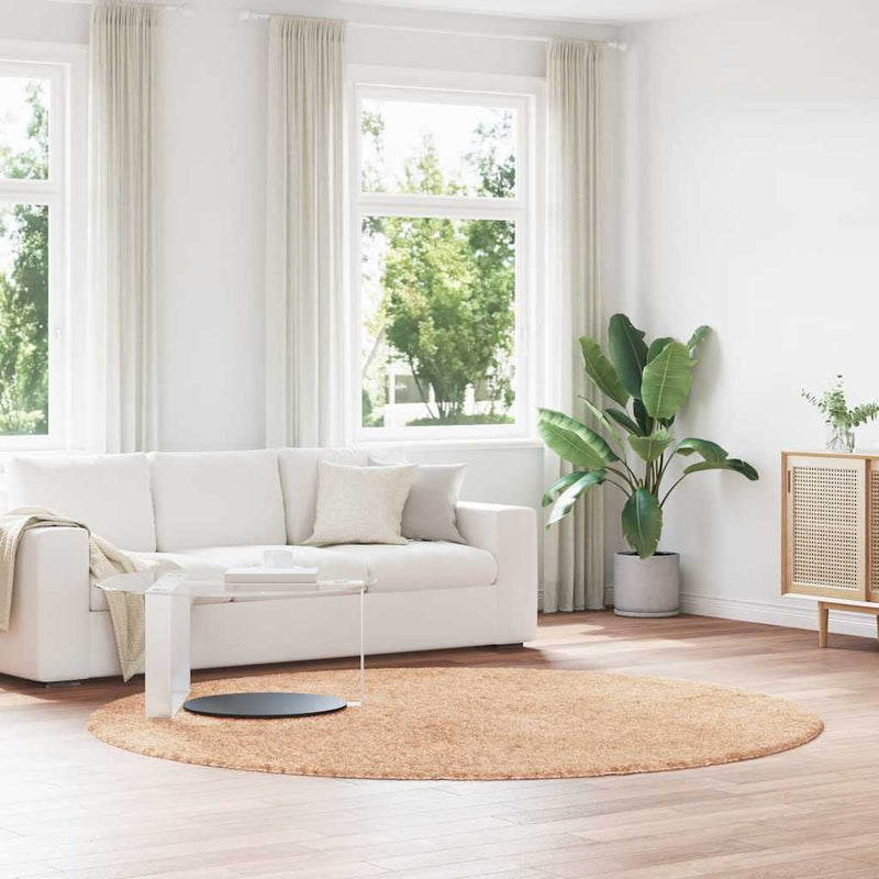 Afbeelding laden in galerijviewer, Vidaxl hoogpolig vloerkleed navarra 240x240 cm polyester beige
