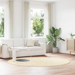 Vidaxl hoogpolig vloerkleed navarra 240x240 cm polyester crèmekleurig