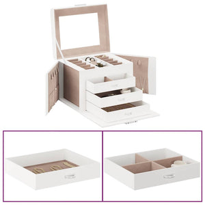 Vidaxl sieradendoosje 4laags spiegel afsluitbaar 22,5x17,5x16,5 cm wit