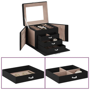 Vidaxl sieradendoosje 4-laags spiegel afsluitbaar 22,5x17,5x16,5 cm