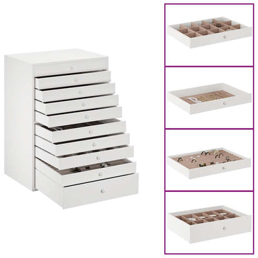 Vidaxl sieradendoos 10-laags met horlogehouders wit 29x20,5x40,5 cm