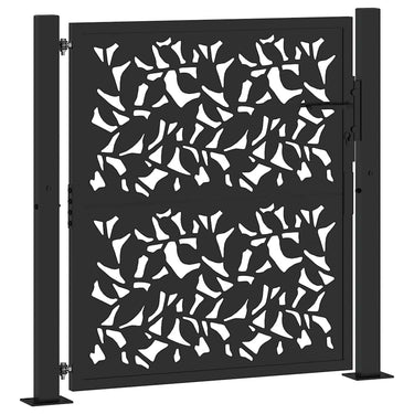 Vidaxl poort met bladontwerp 100x100 cm staal zwart