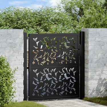 Vidaxl poort met bladontwerp 100x100 cm staal zwart