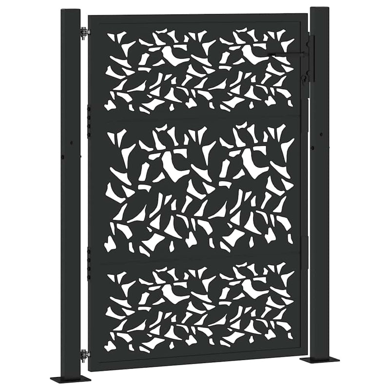 Afbeelding laden in galerijviewer, Vidaxl poort met bladontwerp 100x125 cm staal zwart
