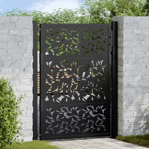 Vidaxl poort met bladontwerp 100x125 cm staal zwart