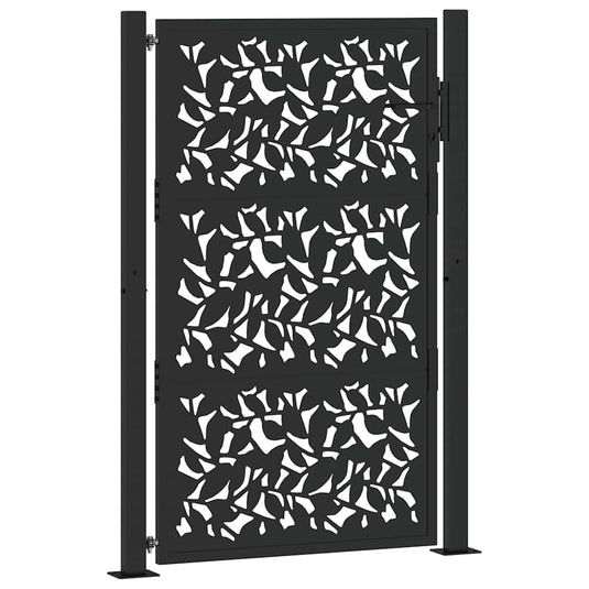 Vidaxl poort met bladontwerp 100x150 cm staal zwart