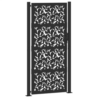 Vidaxl poort met bladontwerp 100x200 cm staal zwart