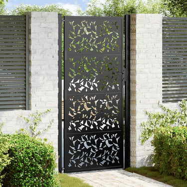 Vidaxl poort met bladontwerp 100x200 cm staal zwart