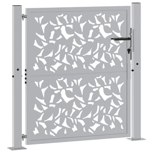 Vidaxl poort met bladontwerp 100x100 cm weervast staal