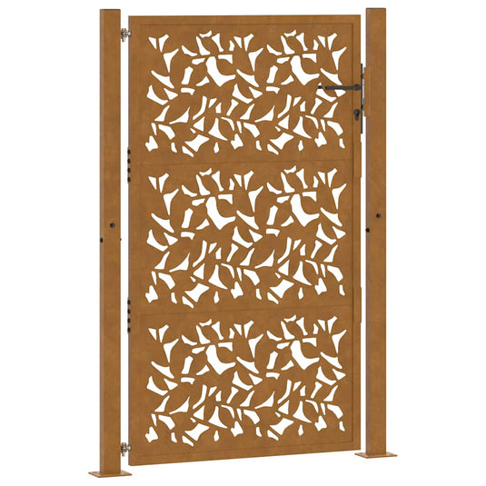 Vidaxl poort met bladontwerp 100x150 cm weervast staal