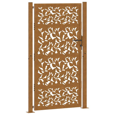 Vidaxl poort met bladontwerp 100x200 cm weervast staal