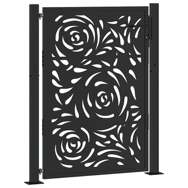 Vidaxl poort met vlamontwerp 100x125 cm staal zwart
