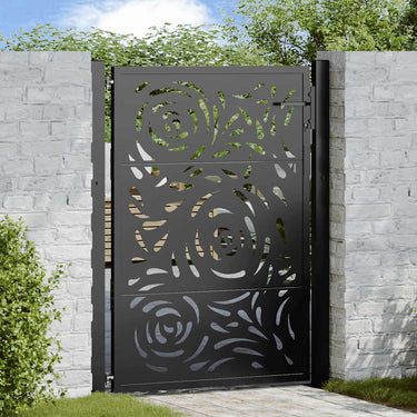 Vidaxl poort met vlamontwerp 100x125 cm staal zwart