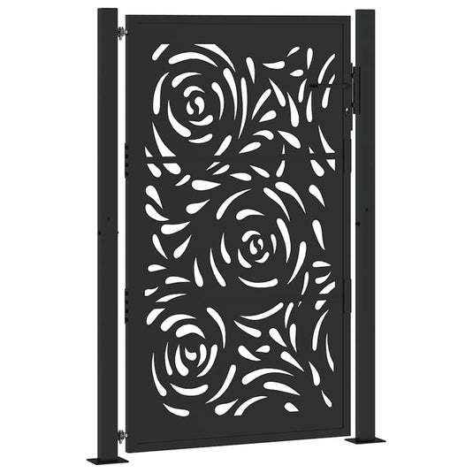 Vidaxl poort met vlamontwerp 100x150 cm staal zwart