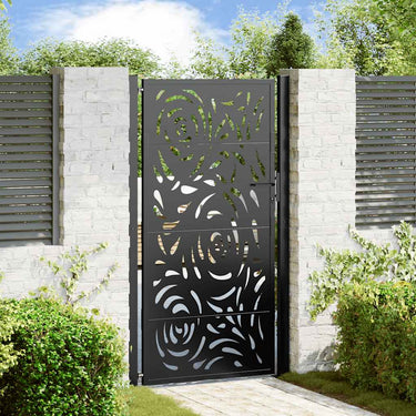 Vidaxl poort met vlamontwerp 100x175 cm staal zwart