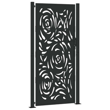 Vidaxl poort met vlamontwerp 100x200 cm staal zwart