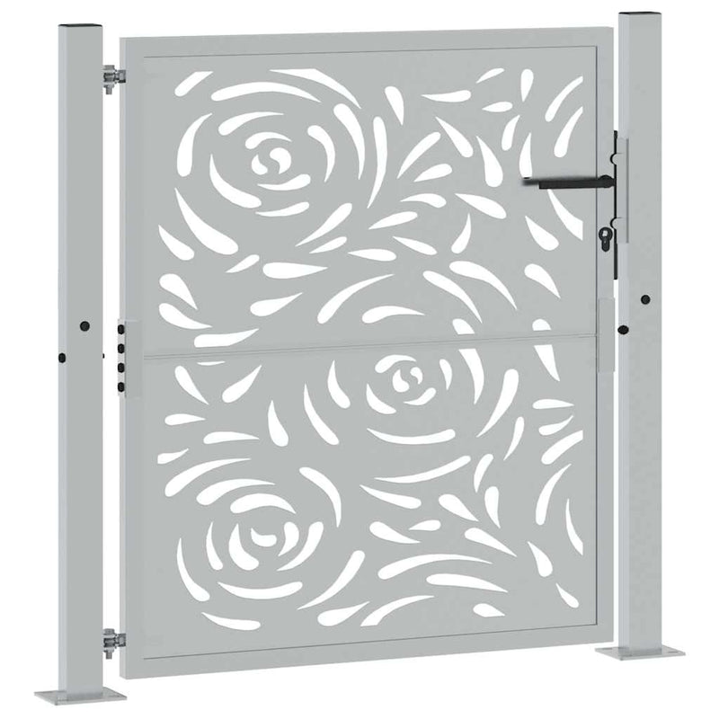 Afbeelding laden in galerijviewer, Vidaxl poort met vlamontwerp 100x100 cm weervast staal
