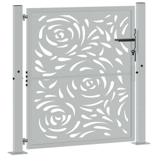 Vidaxl poort met vlamontwerp 100x100 cm weervast staal
