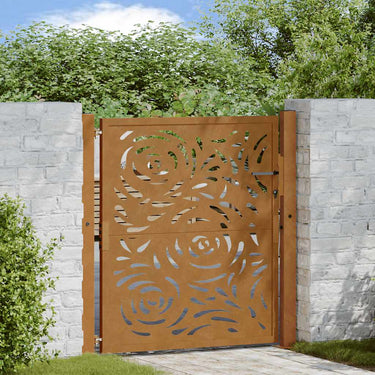 Vidaxl poort met vlamontwerp 100x100 cm weervast staal