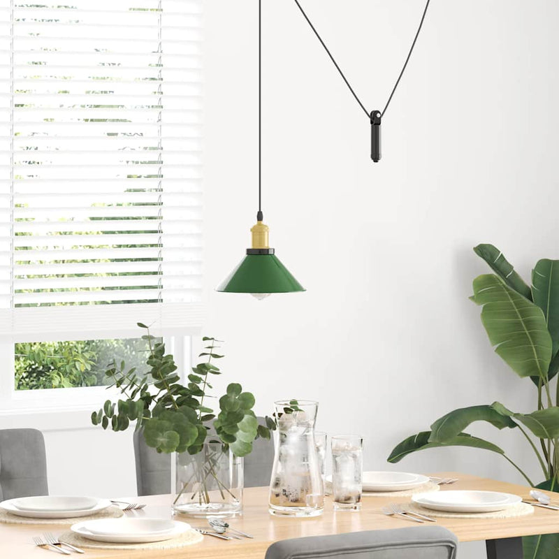 Chargez l'image dans la visionneuse de la galerie, Vidaxl hanglamp in hoogte verstelbaar e27 ø22 cm metaal glanzend groen
