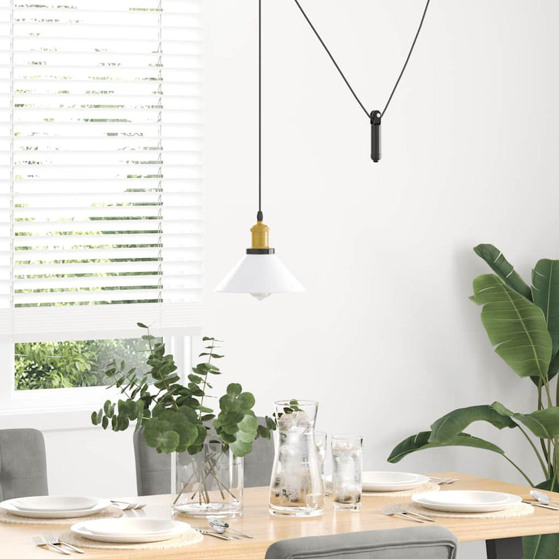 Afbeelding laden in galerijviewer, Vidaxl hanglamp in hoogte verstelbaar e27 ø22 cm metaal glanzend wit
