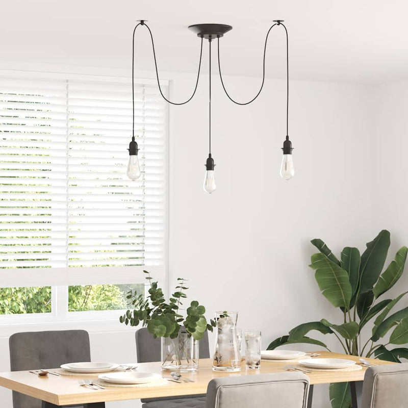 Chargez l'image dans la visionneuse de la galerie, Vidaxl hanglamp met 3 lamphouders e27 metaal zwart
