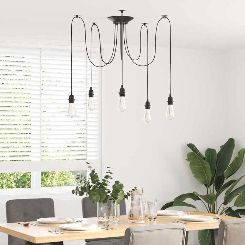 Afbeelding laden in galerijviewer, Vidaxl hanglamp met 5 lamphouders e27 metaal zwart
