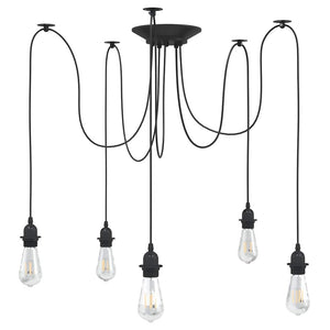 Vidaxl hanglamp met 5 lamphouders e27 metaal zwart