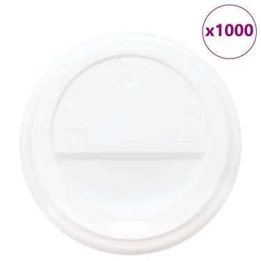 Vidaxl papieren koffiebekerdeksels ø80 mm 8oz 1000 st kunststof wit