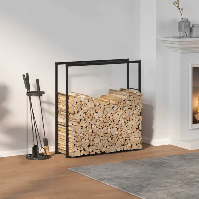 Afbeelding laden in galerijviewer, Vidaxl haardhoutrek 110x30x116 cm staal zwart
