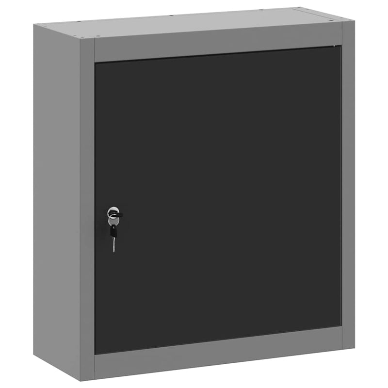 Afbeelding laden in galerijviewer, Vidaxl gereedschapskast met plank zwart en grijs 50 x 20 x 55 cm
