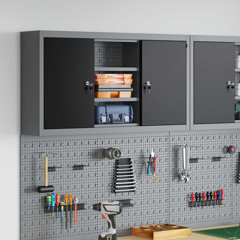 ギャラリービューアに画像をロードする, Vidaxl gereedschapskast met plank zwart en grijs 50 x 20 x 55 cm

