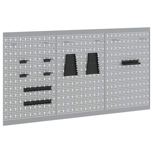 Vidaxl gereedschap wandpaneel 3 pcs grijs 150 x 1 x 80 cm