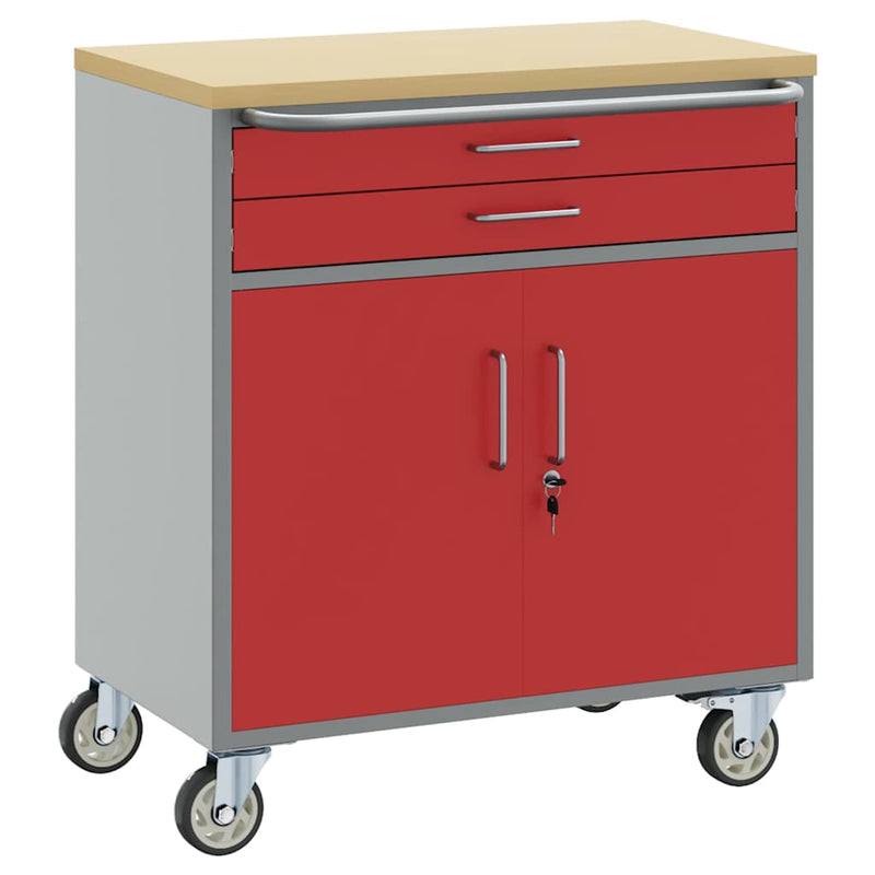 ギャラリービューアに画像をロードする, Vidaxl werkbank rood en grijs 75 x 45 x 85 cm engineered hout en staal
