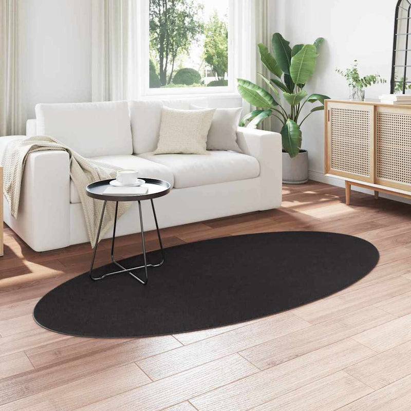 ギャラリービューアに画像をロードする, Vidaxl vloerkleden ovaal huarte zwart 100 x 200 cm 100% polyester
