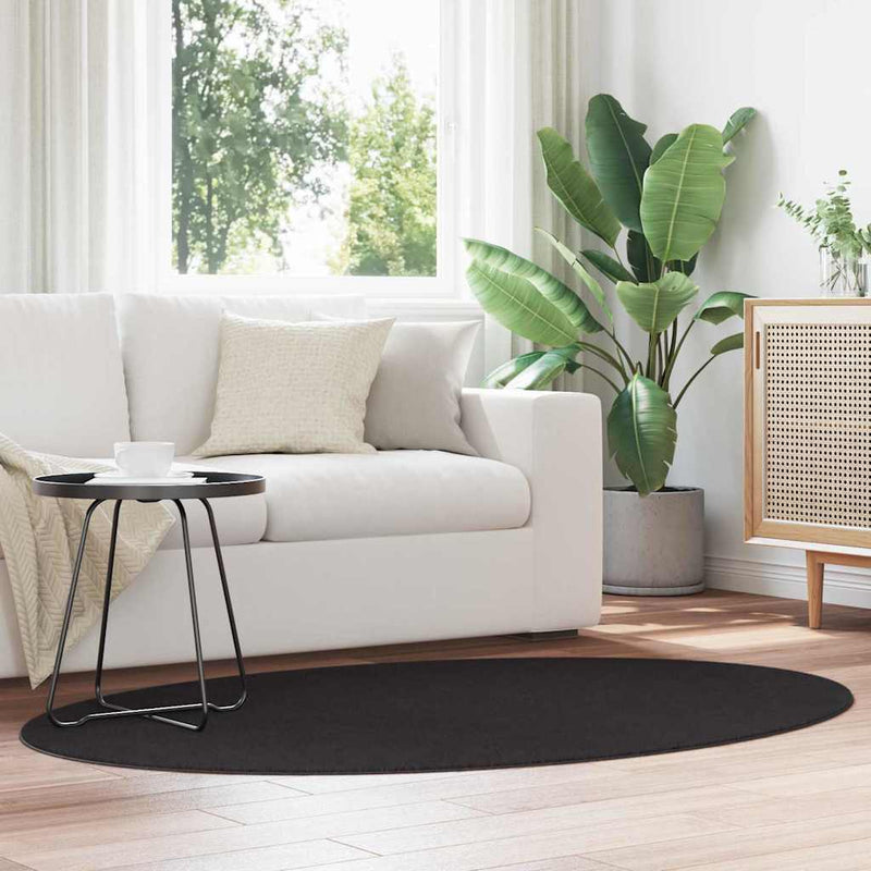 Chargez l'image dans la visionneuse de la galerie, Vidaxl vloerkleden ovaal huarte zwart 120 x 170 cm 100% polyester
