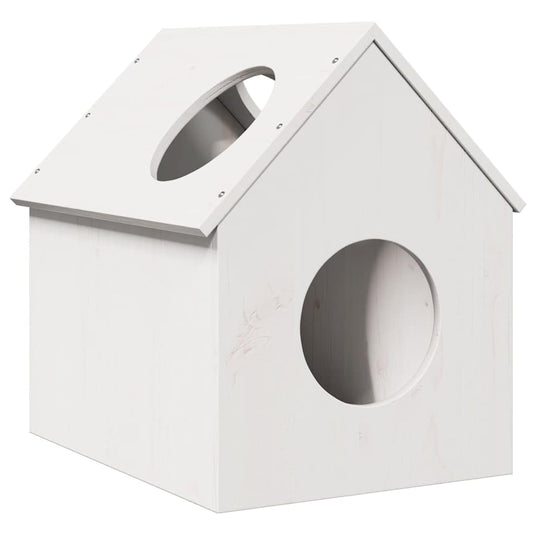Vidaxl kattenhuis 41x50x50 cm massief grenenhout wit