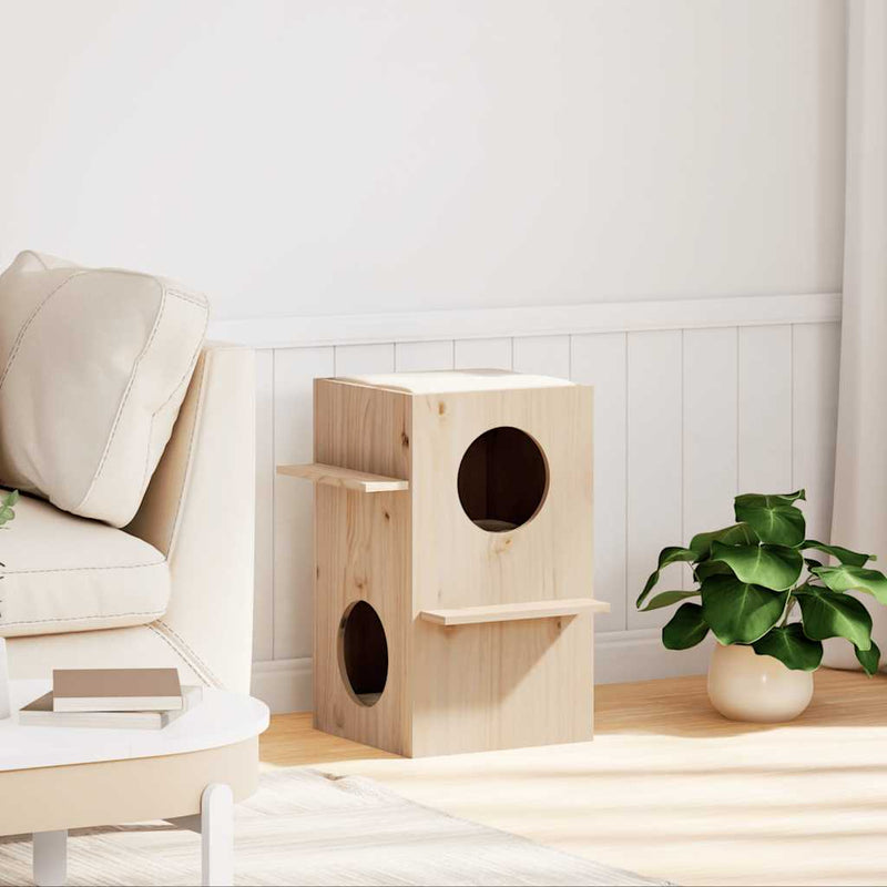 Load image into Gallery viewer, Vidaxl kattenhuis 43x43x60 cm massief grenenhout
