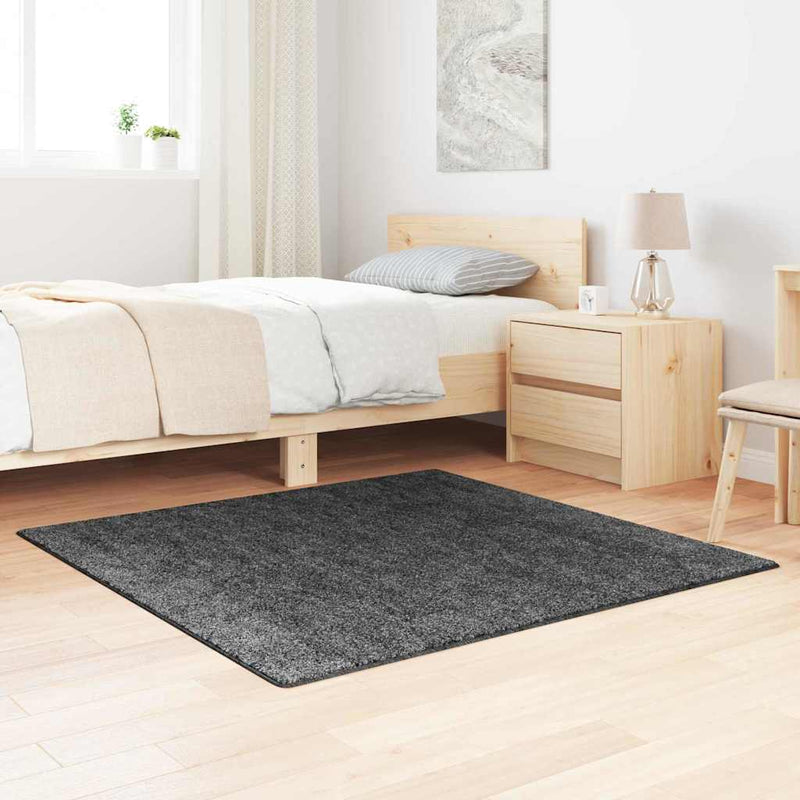 Afbeelding laden in galerijviewer, Vidaxl antislip shaggy tapijt donkergrijs 120 x 120 cm pp
