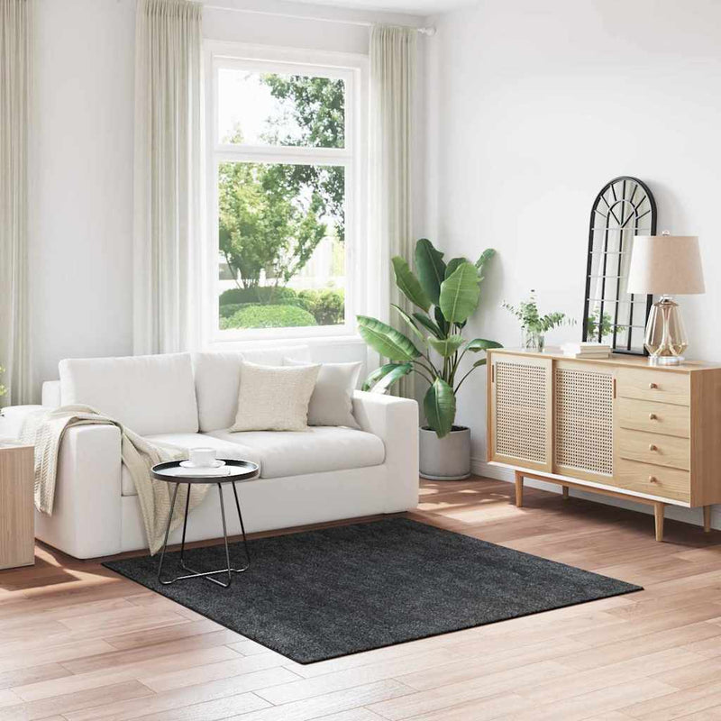 Afbeelding laden in galerijviewer, Vidaxl antislip shaggy tapijt donkergrijs 160 x 160 cm pp

