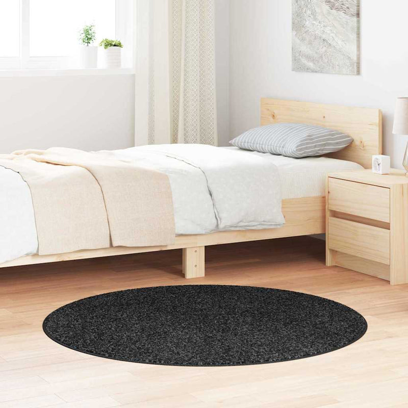 Afbeelding laden in galerijviewer, Vidaxl antislip shaggy tapijt donkergrijs 120 x 120 cm pp
