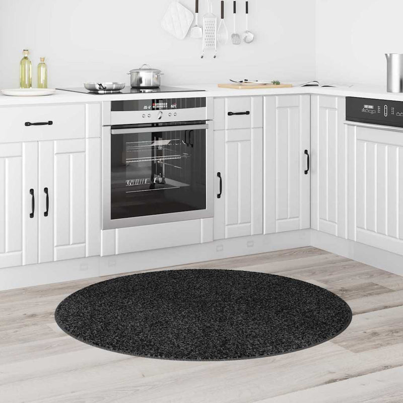 Afbeelding laden in galerijviewer, Vidaxl antislip shaggy tapijt donkergrijs 120 x 120 cm pp
