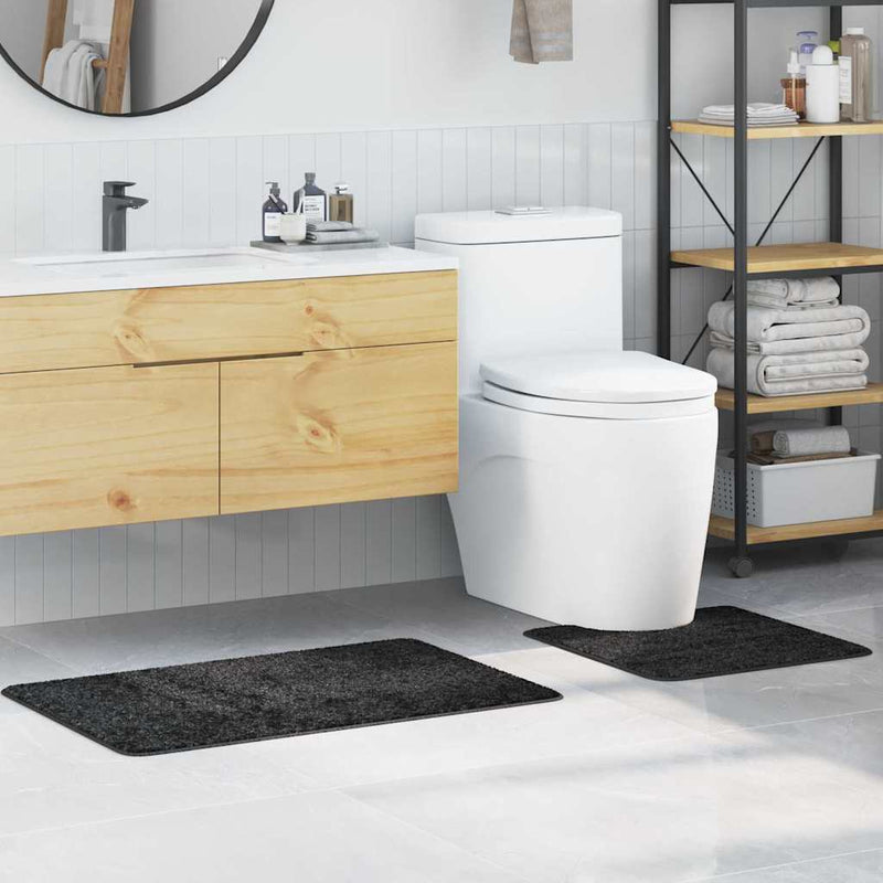 Afbeelding laden in galerijviewer, Vidaxl antislip badmat set 2 pcs donkergrijs pp
