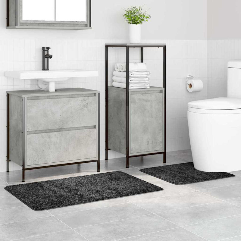 Afbeelding laden in galerijviewer, Vidaxl antislip badmat set 2 pcs donkergrijs pp
