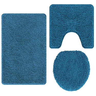 Vidaxl antislip badmat set 3 pcs blauw pp