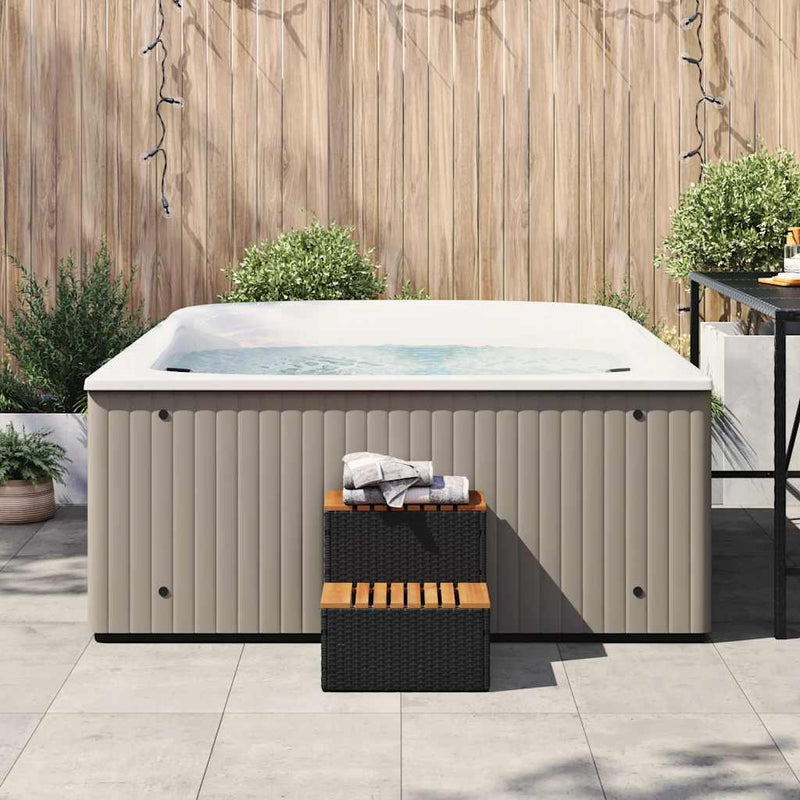Load image into Gallery viewer, Vidaxl hottub-opstap 50x50x50,5cm poly rattan massief acaciahout zwart
