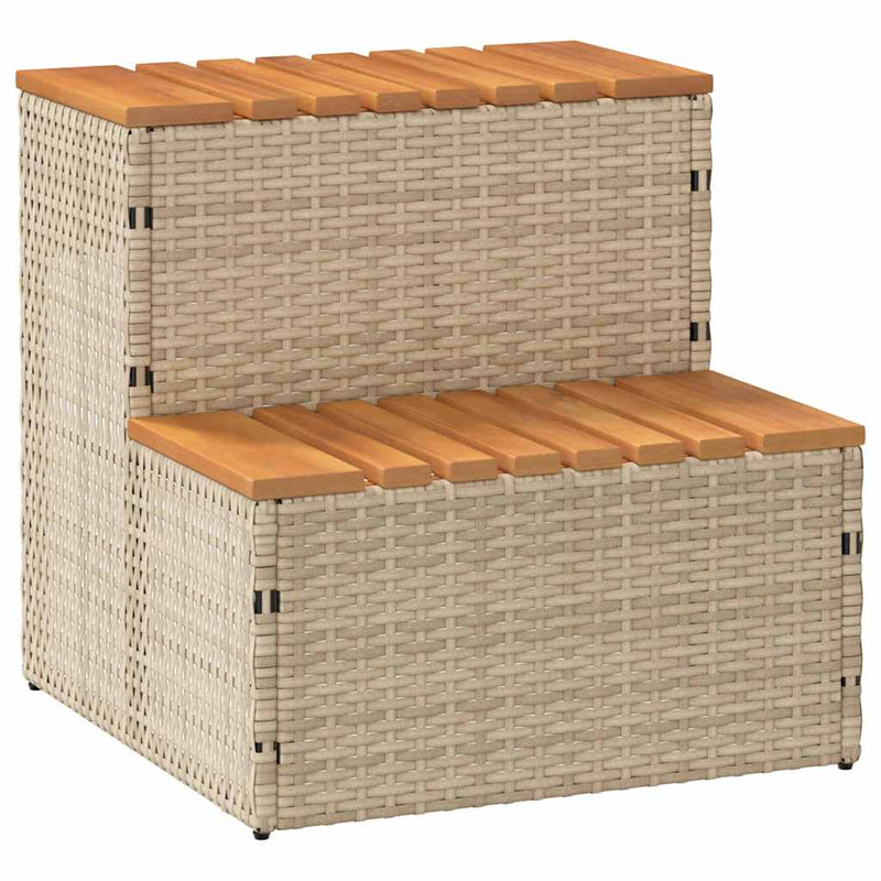 Load image into Gallery viewer, Vidaxl hottub-opstap 50x50x50,5cm poly rattan massief acaciahout beige

