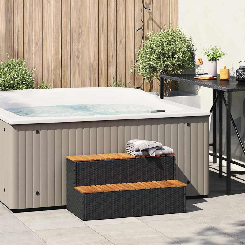 Load image into Gallery viewer, Vidaxl hottub-opstap 100x50x50,5 cm poly rattan massief acaciahout
